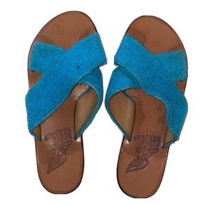 Ancient‎ Greek Sandals Thais Terry Cloth Sandals Blue Women Size 36